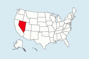 Nevada highlighted in USA map isolated on blue background vector