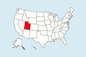 Utah highlighted in USA map isolated on blue background vector