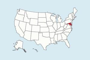 Maryland highlighted in USA map isolated on blue background vector