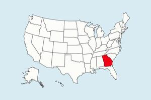 Georgia highlighted in USA map isolated on blue background vector
