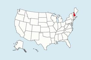 New Hampshire highlighted in USA map isolated on blue background vector