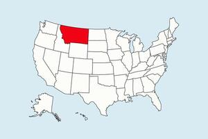 Montana highlighted in USA map isolated on blue background vector