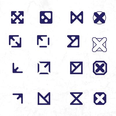A set of different icons on a white background