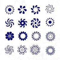 A set of blue and white swirls on a white background vector