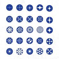 A set of blue circles with various shapes vector