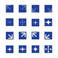 A set of blue icons with arrows and stars vector
