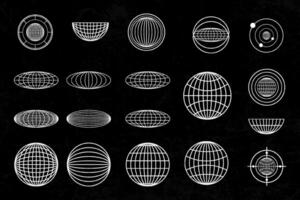 A set of different shapes and lines on a black background vector