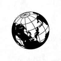 A black and white image of a globe on a white background vector