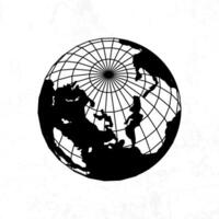 A black and white image of a globe with a black and white design vector