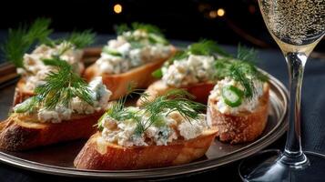 Luxurious cod roe spread elegantly adorned on toasted bread for a delightful dining experience photo