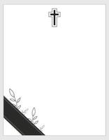 Funeral Invitation Template. Understated and respectful design ready for customization. Black ribbon with church cross vector