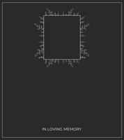 Floral frame for funeral events. Empty card with space for text and photo. Black background. vector