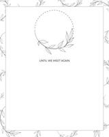Funeral empty card. Until we meet again text. Photo frame with leaves vector