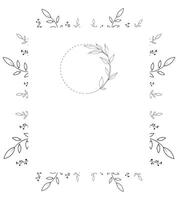 Floral Frame Template. Elegant background with a delicate black floral border. Perfect for invitations and memorial cards. Photo frame with leaves border. vector