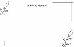 Empty card funeral White background In loving memory text vector