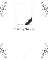 Funeral card frame with flowers and frame for photo with black ribbon In loving memory vector
