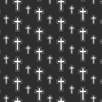 seamless pattern with church cross on black background vector