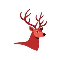 Modern Curved Design of a Vibrant Red Christmas Reindeer vector