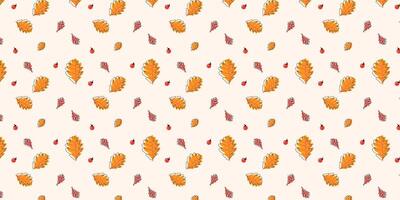 oak leaf grid pattern. cute and minimalist seamless pattern and background design vector