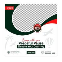 Travel agency social media posts and web banner square design template vector