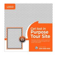 Tour and travel agency web banner and social media post square template vector