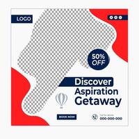 Travel offer social post and square banner web design template vector