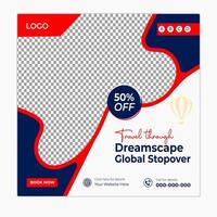 World travel social media posts and web banner square design template vector
