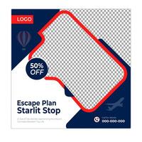 Travel and holiday social media posts and web banner square design template vector