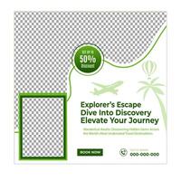 Trip and tour social media posts and web banner square design template vector