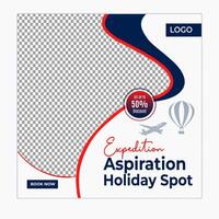 Travel destination social media posts and web banner square design template vector
