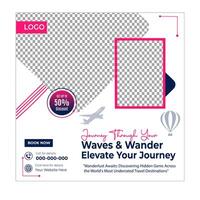 World tour social media posts and web banner square design template vector