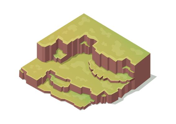 Isometric natural green hill or mount