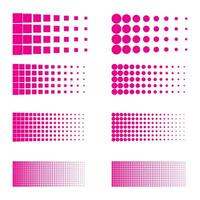Gradient geometric half tone fade shapes circle and square figure tone collection vector