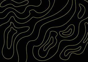 Yellow contour line on a black background. vector