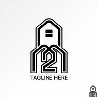 initial M2 N2N N2M font line roof house home consulting architect real estate vector