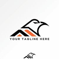 initial M font line bird head eagle hawk monogram animal hunter wild strength vector