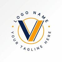 initial V sans serif font with cutting line circle to monogram property home vector