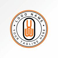initial HW UNW line font top down idea stylist identity element monogram type vector