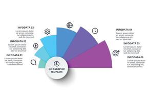 Process chart. Elements of graph, diagram with 6 parts or processes vector