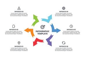 Workflow concept for infographic with 6 options vector