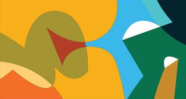 A colorful abstract painting with a yellow, orange, green and blue background vector