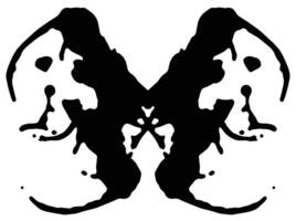 Rorschach inkblot test. Symmetrical abstract ink stains. Psycho diagnostic for silhouette spot vector