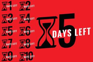 Flat Countdown Timer Collection Showing Number of Days Left Modern Time Tracker Display and Deadline Reminder Illustration vector