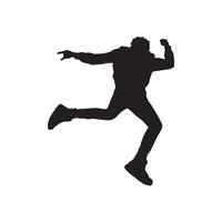 A silhouette of a man jumping in the air vector