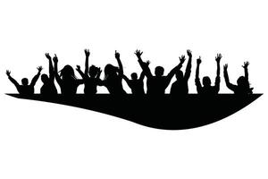 Applause Audience Crowd People Cheering Clapping Hands Up Silhouette vector