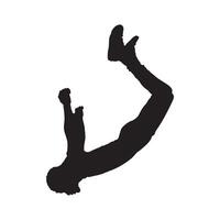 A silhouette of a person doing a flip vector