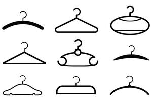 Cloth Hanger Silhouette Set Coat Rack and Hook Icon on White Background Wardrobe and Household Concept Illustration vector