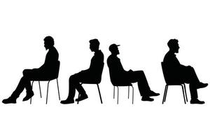 Silhouette set of People Sitting on Chairs at Conference or Meeting Illustration vector