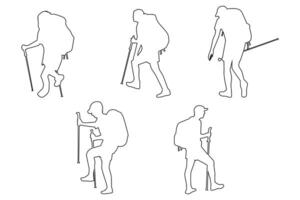 Climber and Hiker outline Set Outdoor Adventure Collection vector