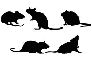 Degu Silhouettes Set Black Icons in Various Poses vector